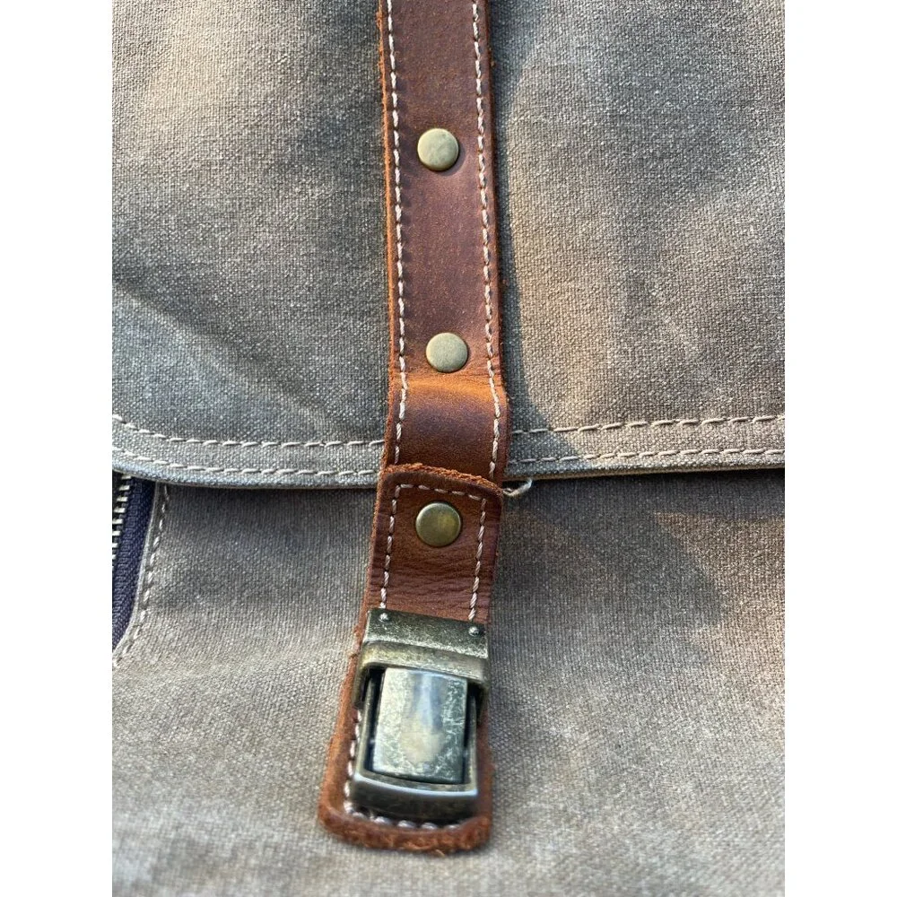 Men's Brown Waterproof Vintage Messenger Bag for 15.6 Inch Laptop - 16 Pockets